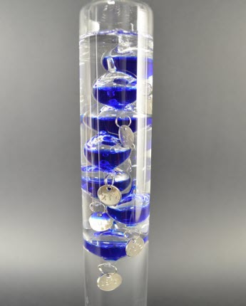 Galileo-Glasthermometer 42 cm, blau (ganz links)